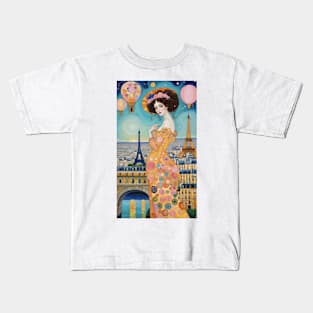 Gustav Klimt's Parisian Nights: Inspired Eiffel Tower Kids T-Shirt